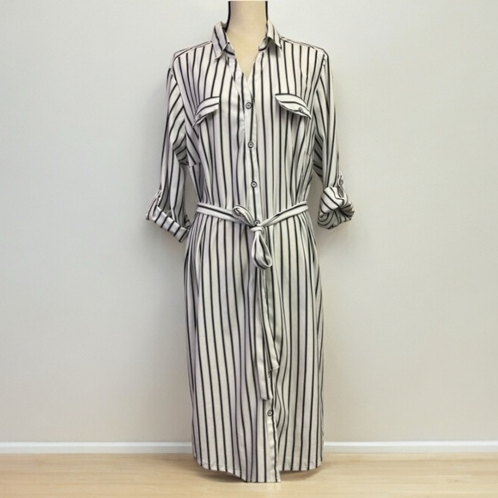 Mlle Gabrielle Black  & White Stripped Dress